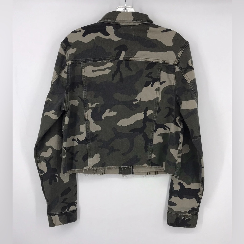 Eunina Camo Cropped Denim Jacket Women’s Small NWT Military Print Utility Style - Picture 2 of 6